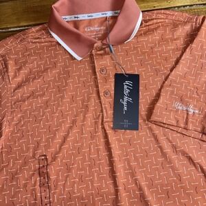 NEW Walter Hagen P11 Broken Club Geo Polo Men Small Broken Geo Leaf Orange NEW